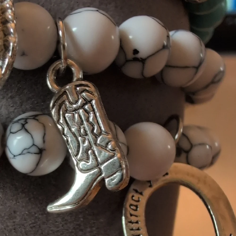 Chic Western White and Turquoise Color Beaded Bracelet Set